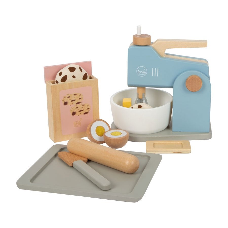 Small Foot Mixer din lemn Tasty, cu accesorii, 19 x 12 x 20 cm