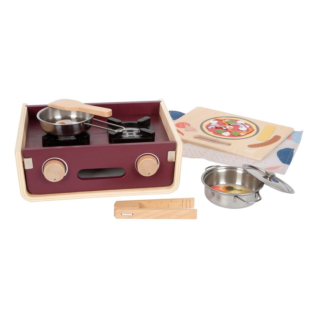 Small Foot Bucătărie de camping din lemn Tasty, cu accesorii, 22 x 27 x 9 cm