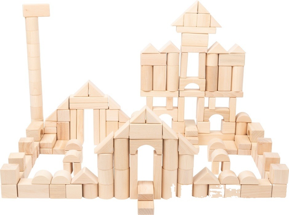 Kit de constructie din lemn natural 200 piese
