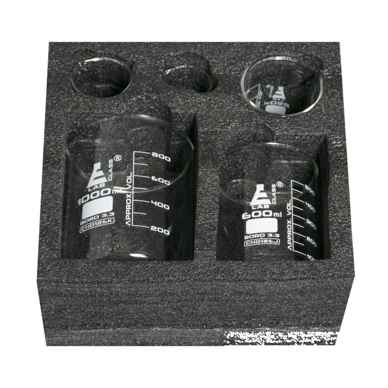 Set pahare Berzelius borosilicate cu spumă – 5 mărimi