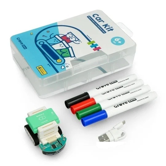 Robot educațional Grove Zero Car Kit - set de elemente conectate magnetic - 4 module