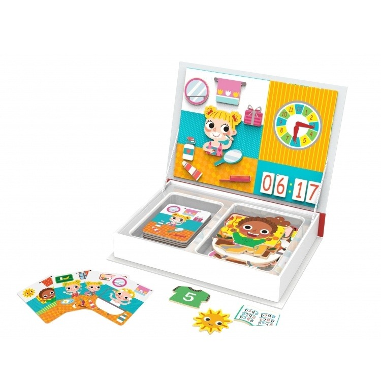 Joc educativ cu magneți din lemn în cutie Ziua mea