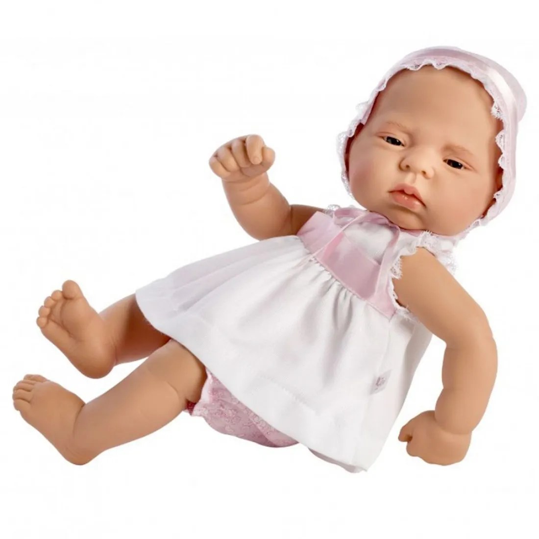Păpușă bebeluș Asi Lucia - cu rochiță albă, 42 cm