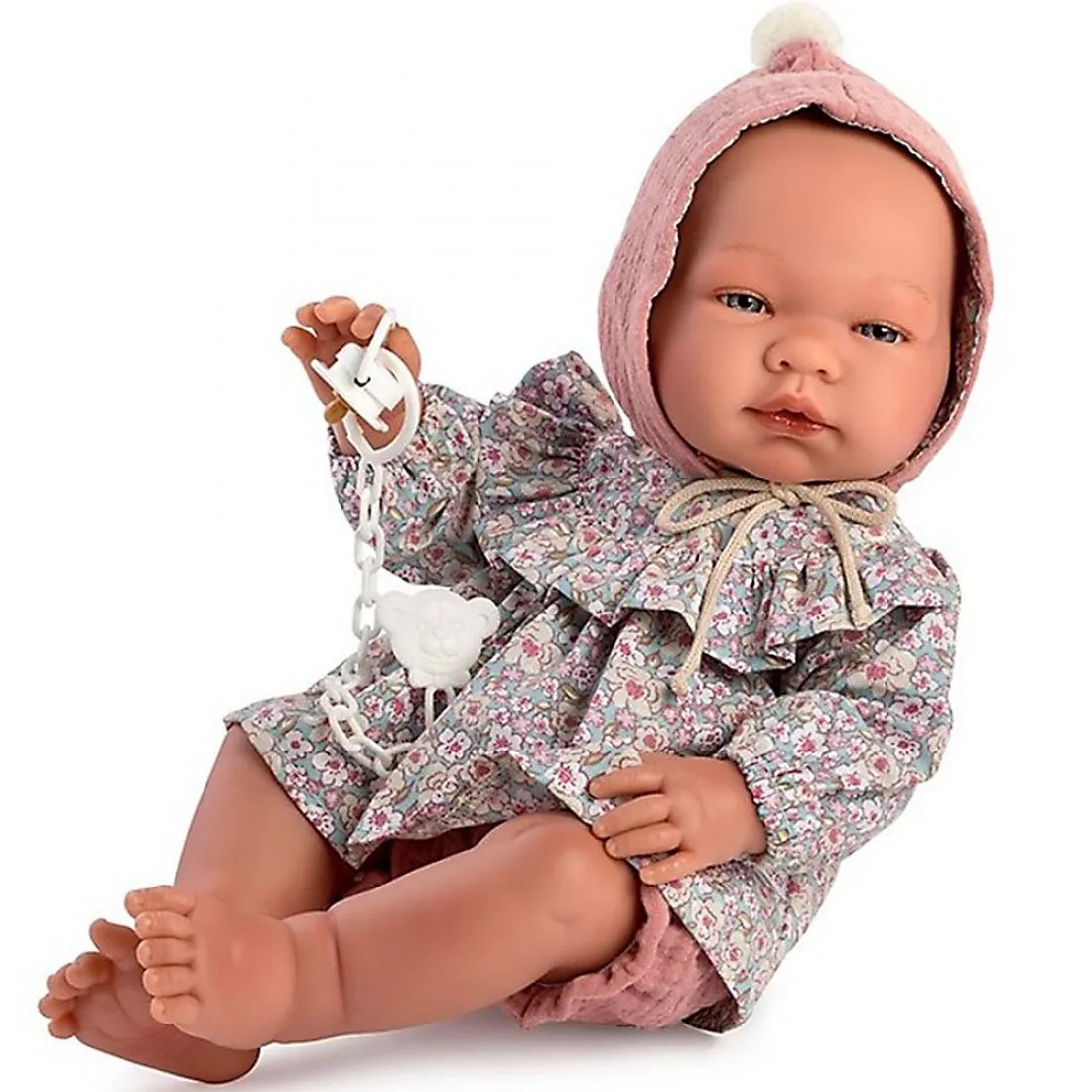 Păpușă-bebe Asi Maria - pălărie roz și rochiță asortată, 43 cm