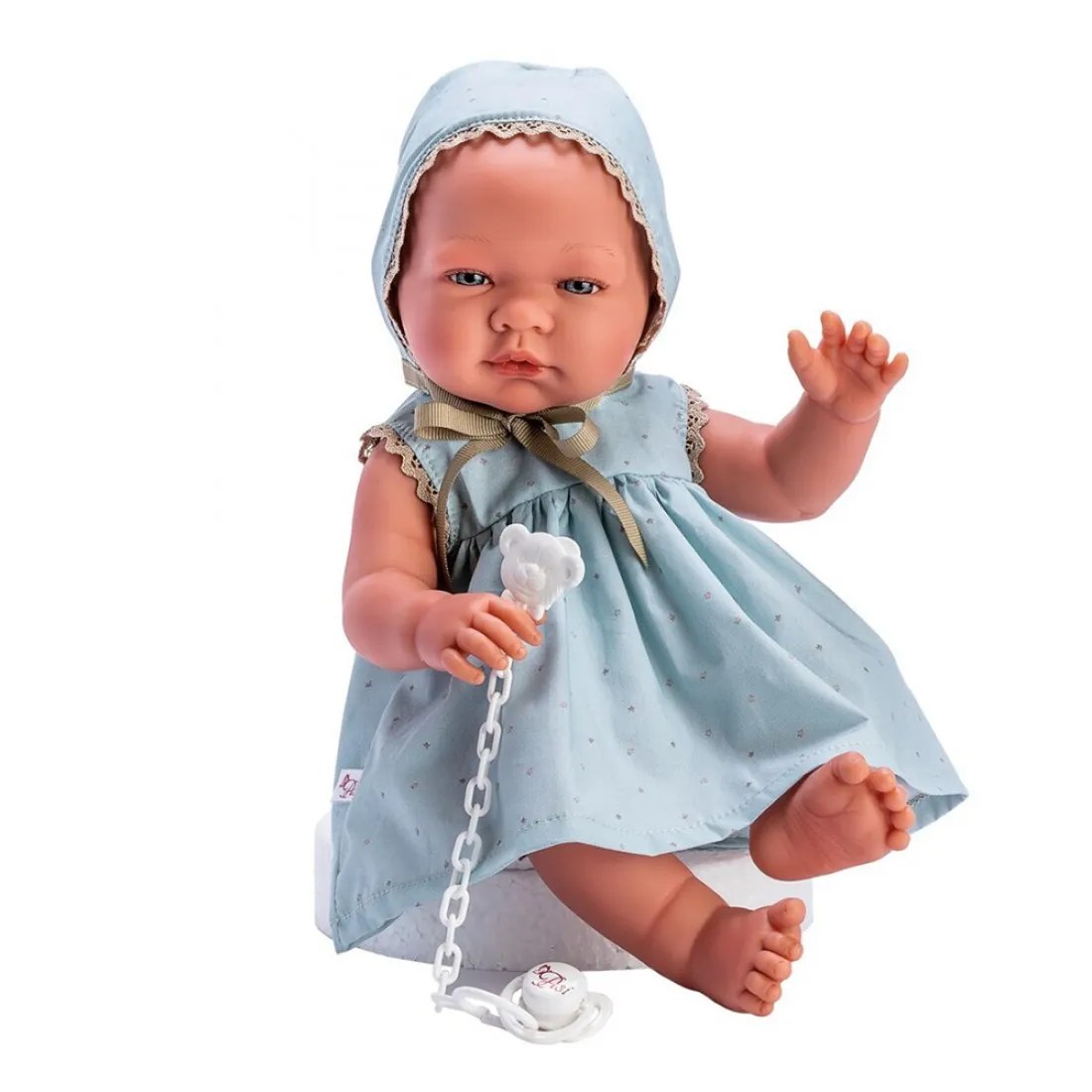 Păpușă-bebe Asi Maria - rochiță albastră cu steluțe, 43 cm