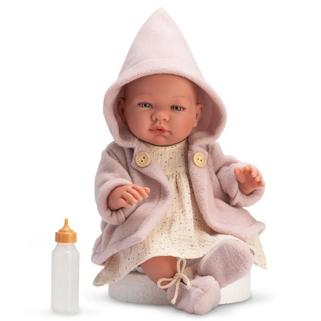 Păpușă-bebe Asi Maria - palton roz, 43 cm
