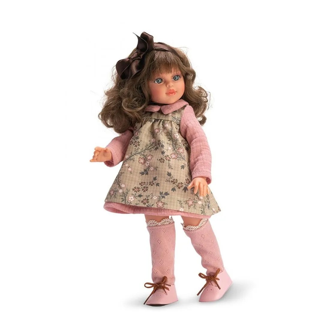 Păpușă Asi Sabrina - cu rochie colorată și ciorapi roz lungi, 40 cm