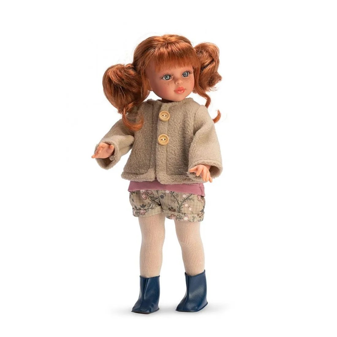 Păpușă Asi Sabrina - palton din lână bej și cizme, 40 cm