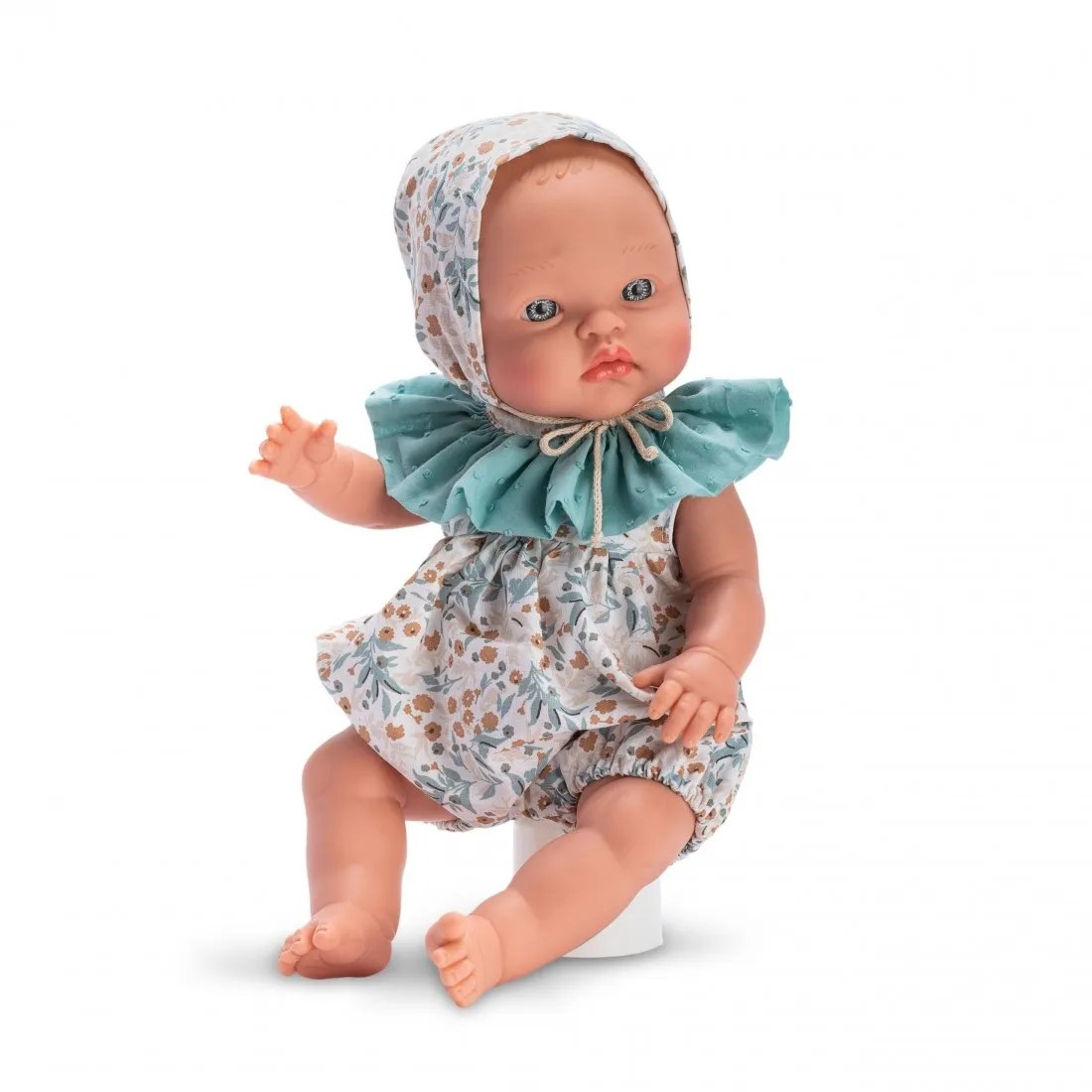 Păpușă bebeluș Alex Asi - body și căciuliță cu flori, 36 cm