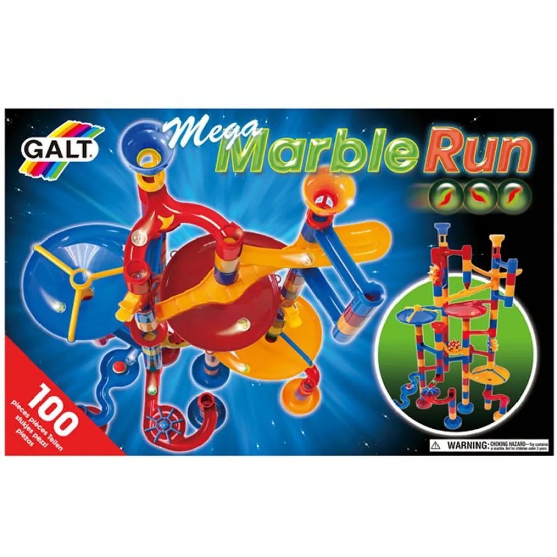 Set construcție Galt Mega Marble Run - Pistă cu bile, 100 piese