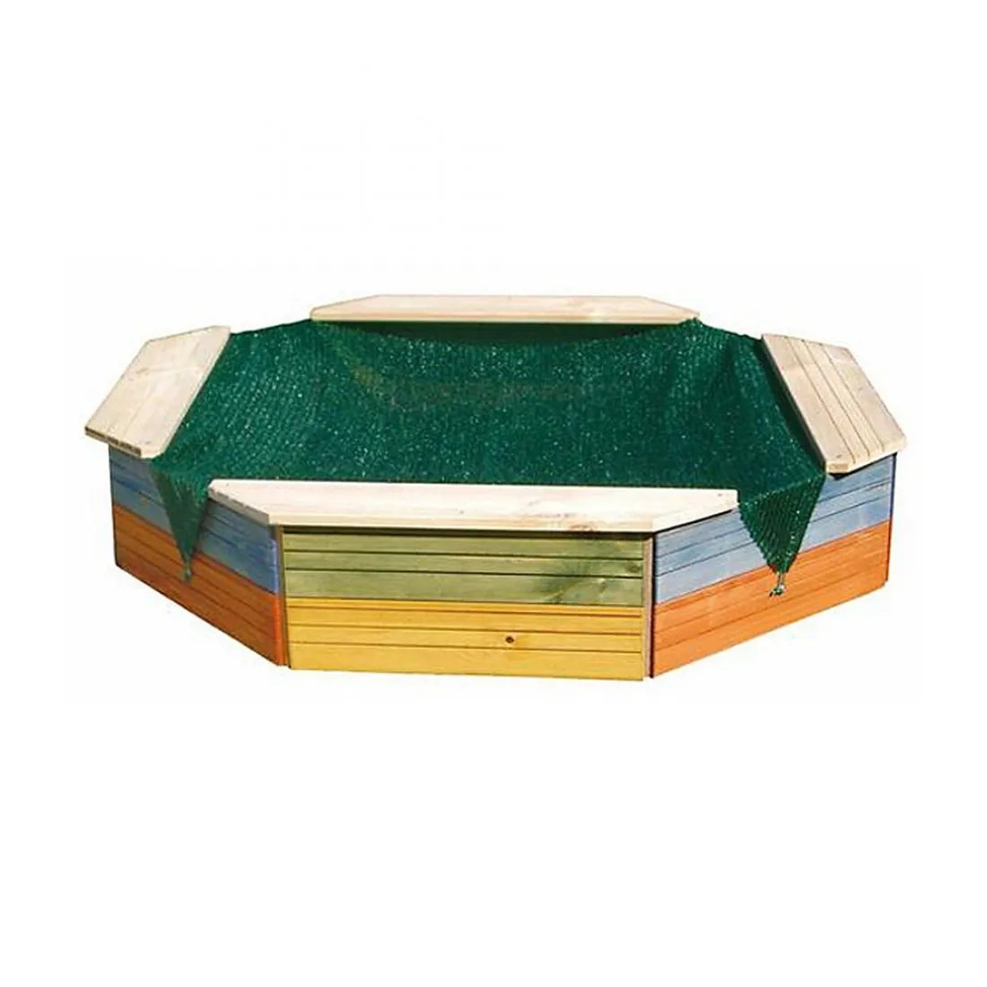 Căsuță de nisip Woody cu copertină - colorată