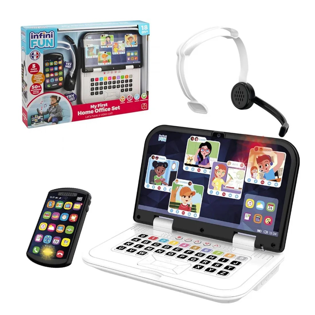 Set de joacă InfiniFUN - Primul meu birou de acasă, laptop și telefon