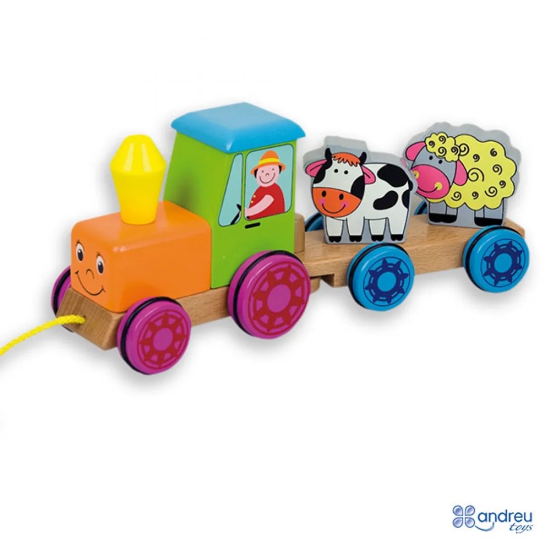Tractor din lemn Andreu - cu magneți, 3 piese