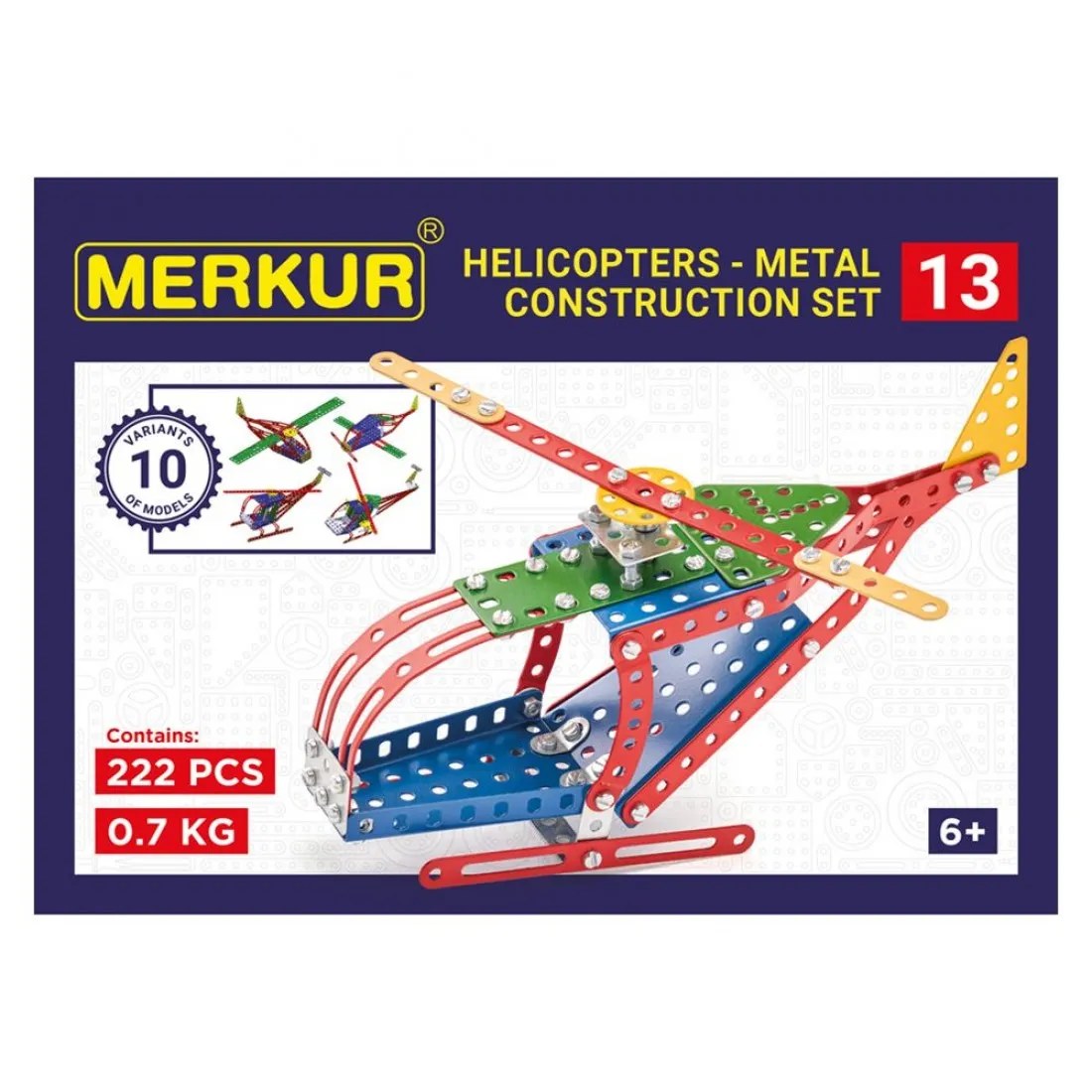 Constructor metalic Merkur 13 - Elicopter, 10 în 1, 222 piese