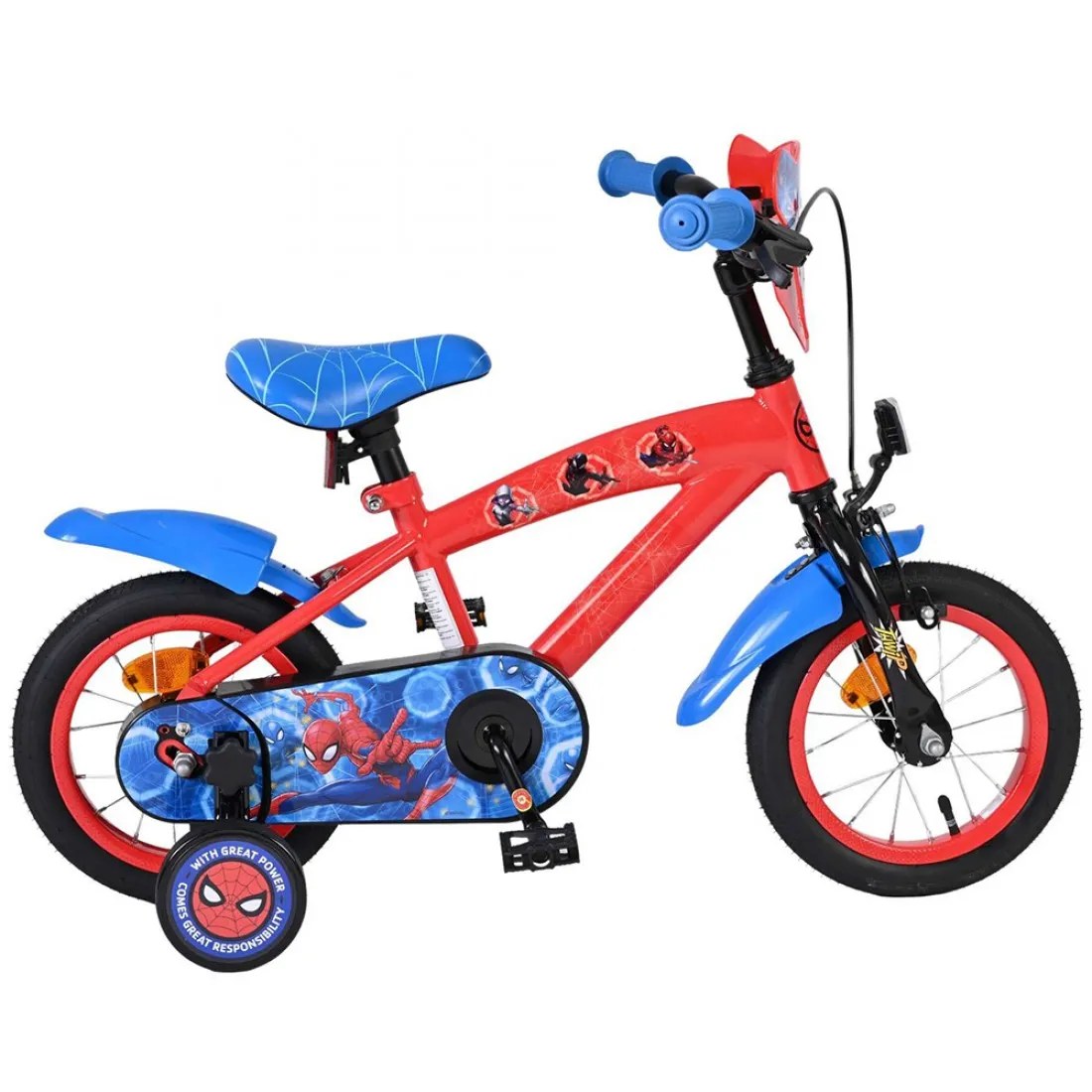 Bicicletă pentru copii cu roți ajutătoare - Spiderman, 12 inch