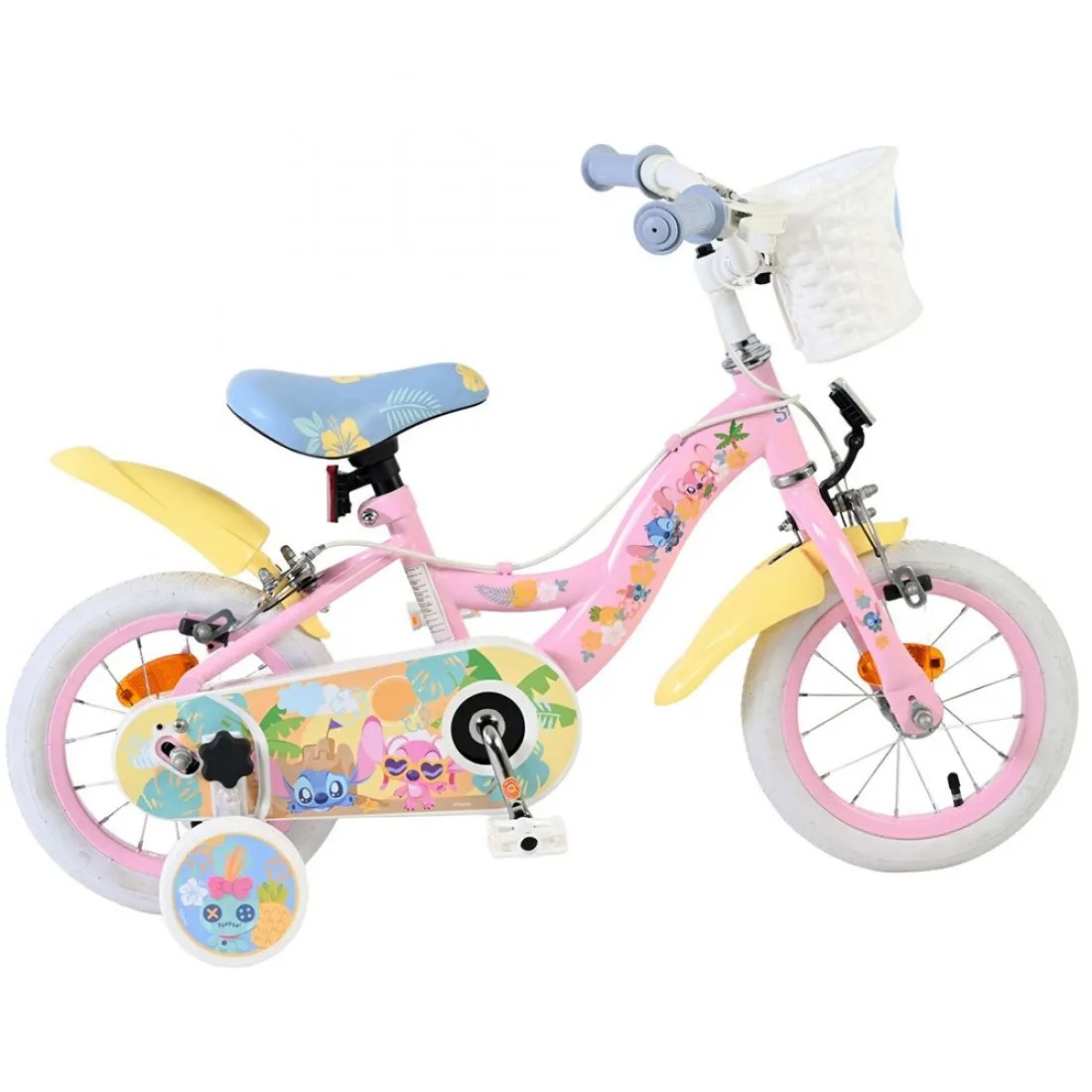 Bicicletă pentru copii cu roți ajutătoare Disney Stitch, roz, 12 inch