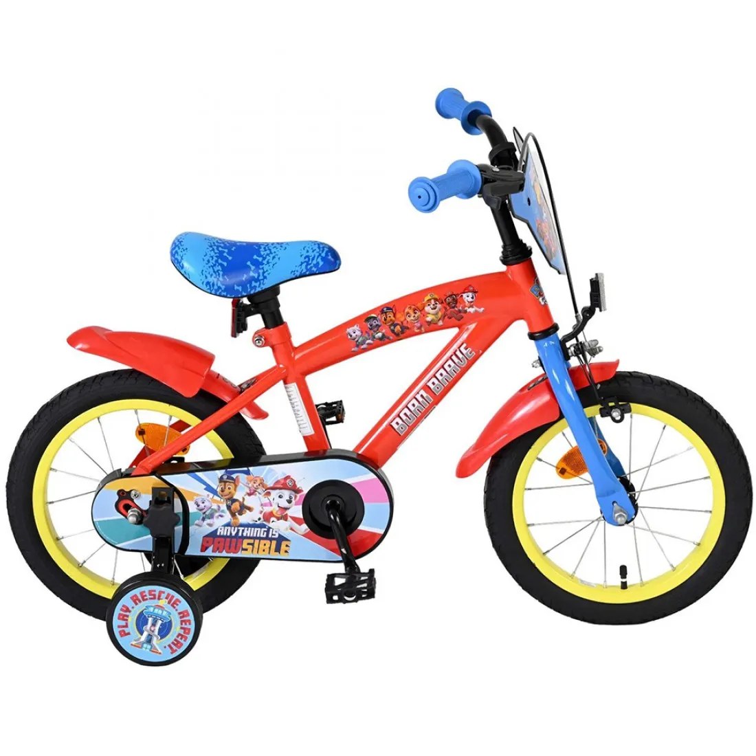 Bicicletă pentru copii cu roți ajutătoare Paw Patrol, 14 inch, pentru băieți