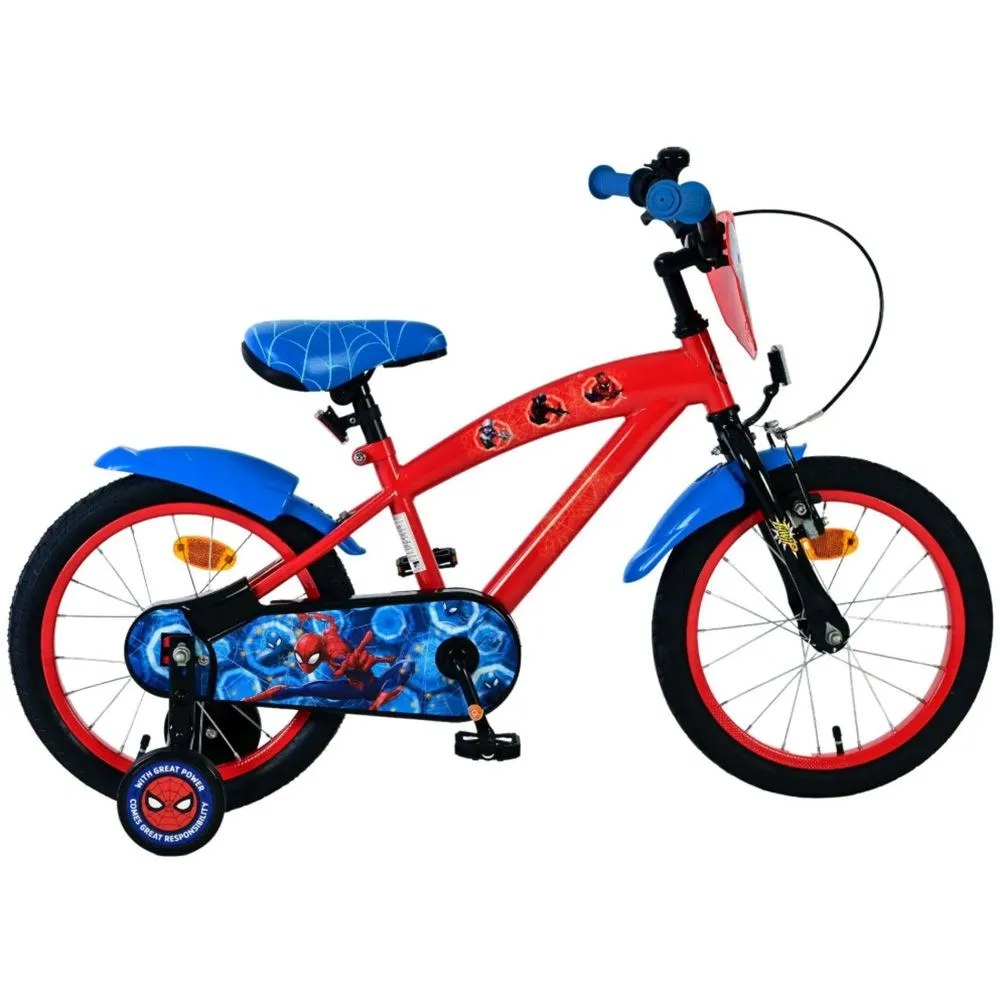 Bicicletă pentru copii cu roți ajutătoare Marvel Spider-Man, 16 inch