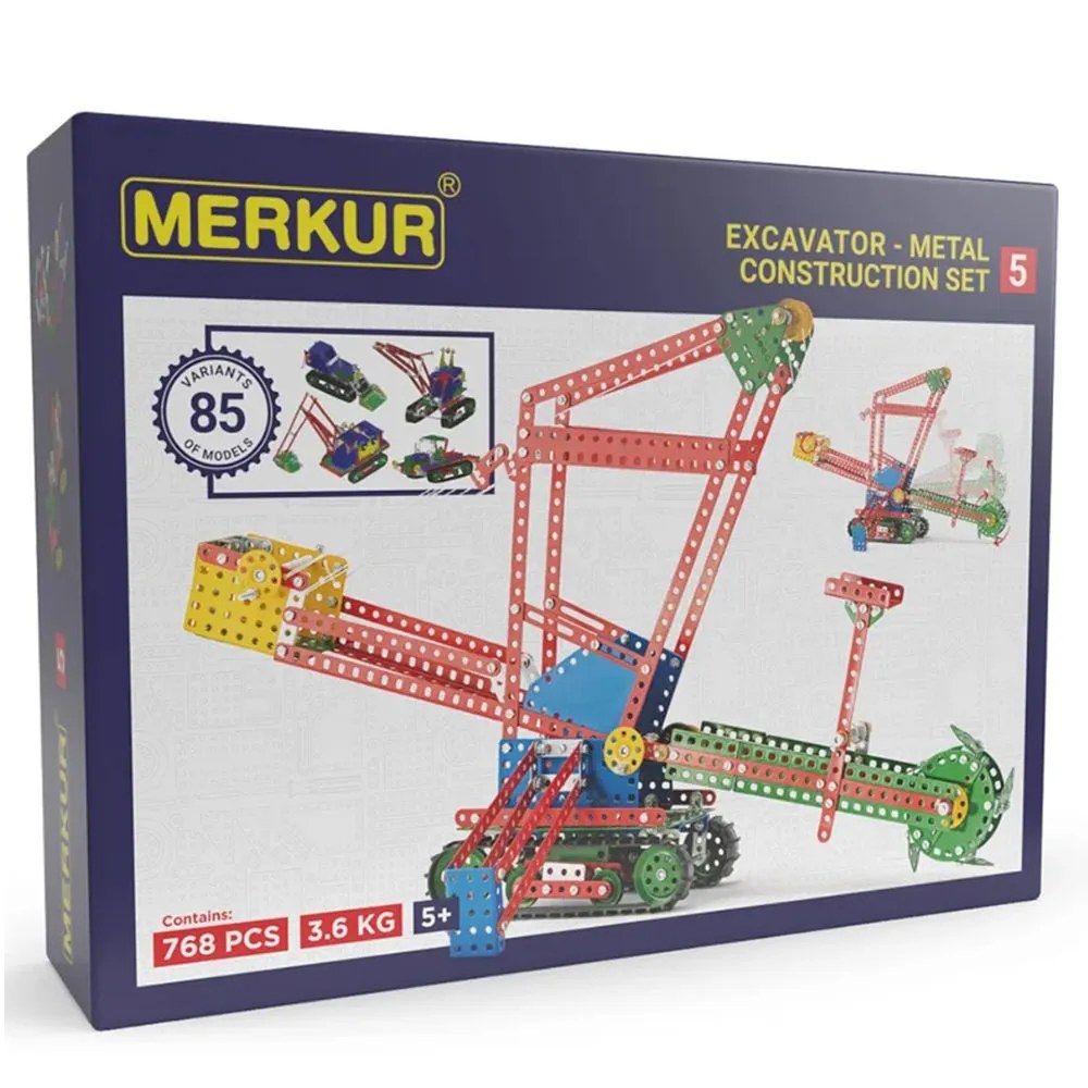 Constructor metalic Merkur 5 - Utilaje de construcții, 80 modele, 768 piese