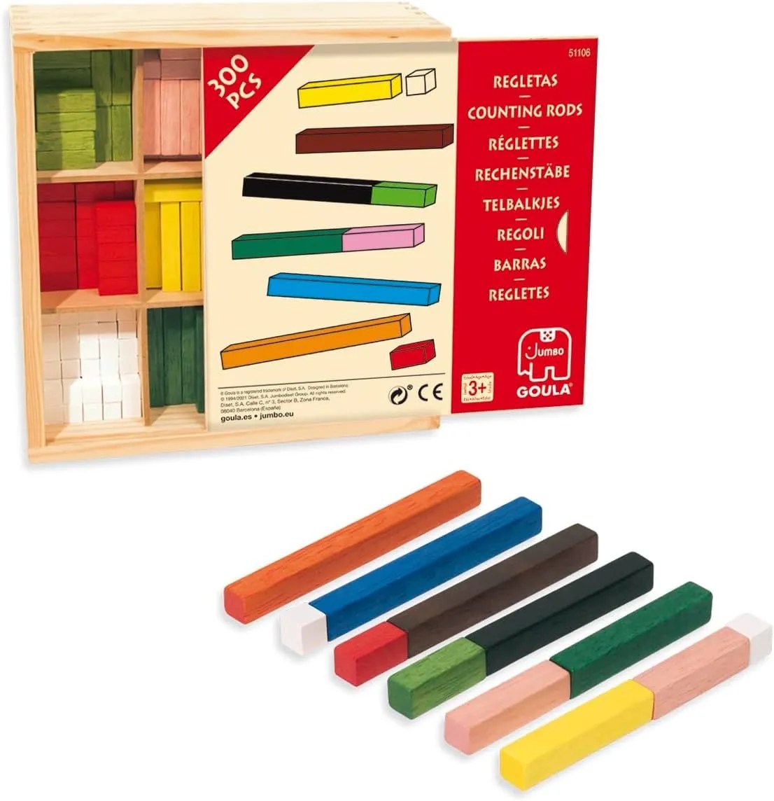 Set educativ Goula - Bețișoarele Cuisenaire, 10x10, 300 piese