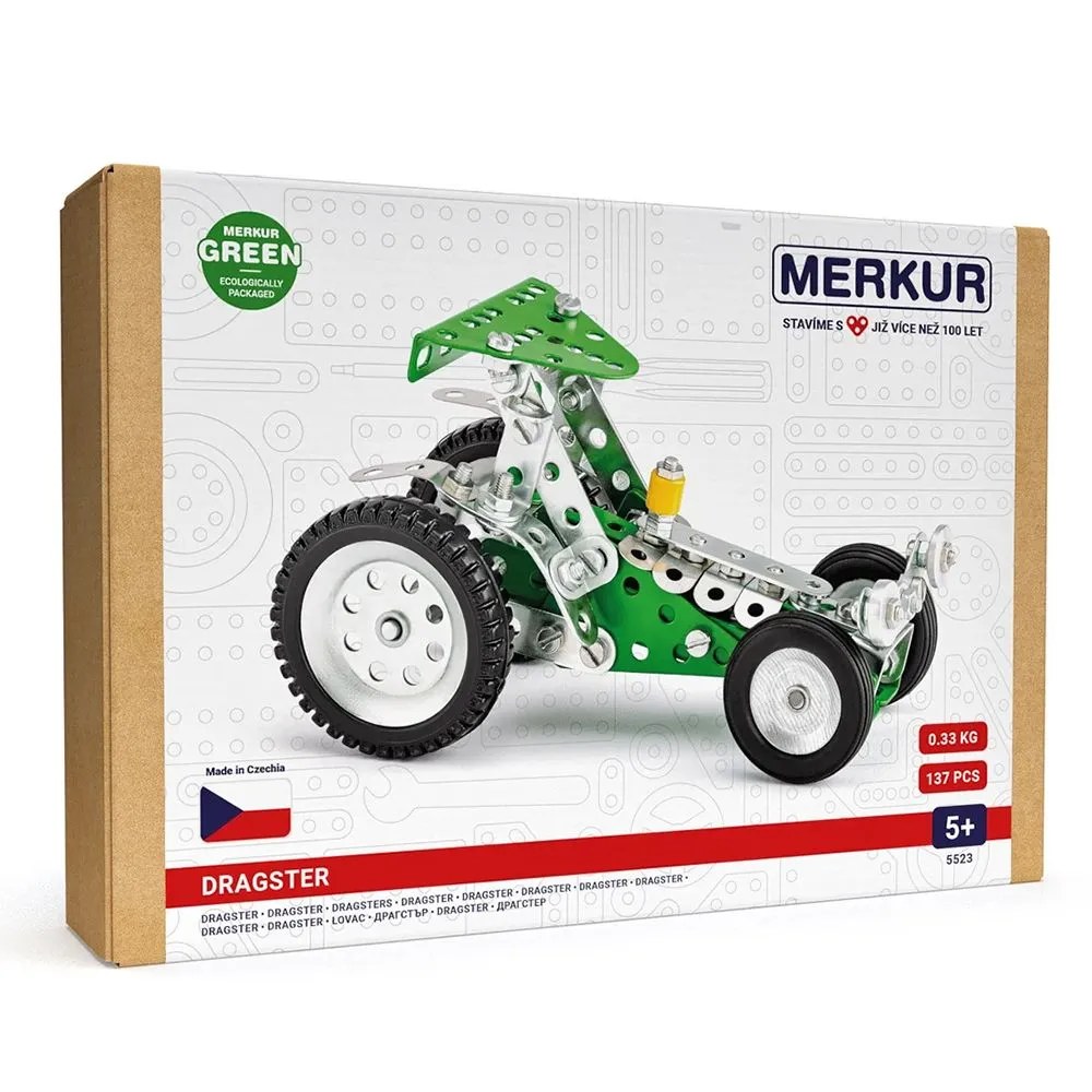 Set constructor metalic Woody/Merkur 052 - Dragster, 137 piese