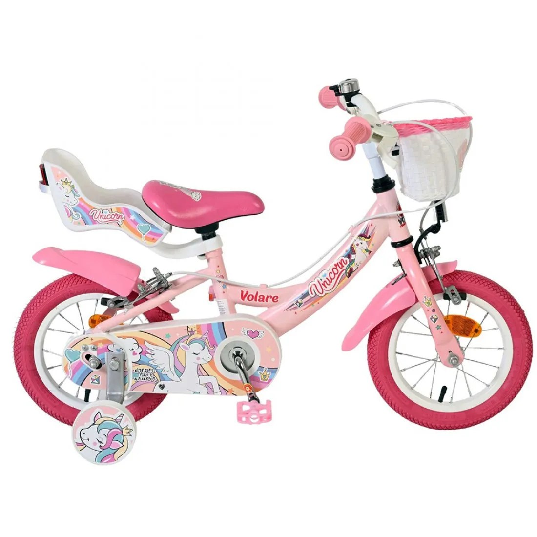 Bicicletă pentru copii cu roți ajutătoare Volare Unicorn, 12 inch