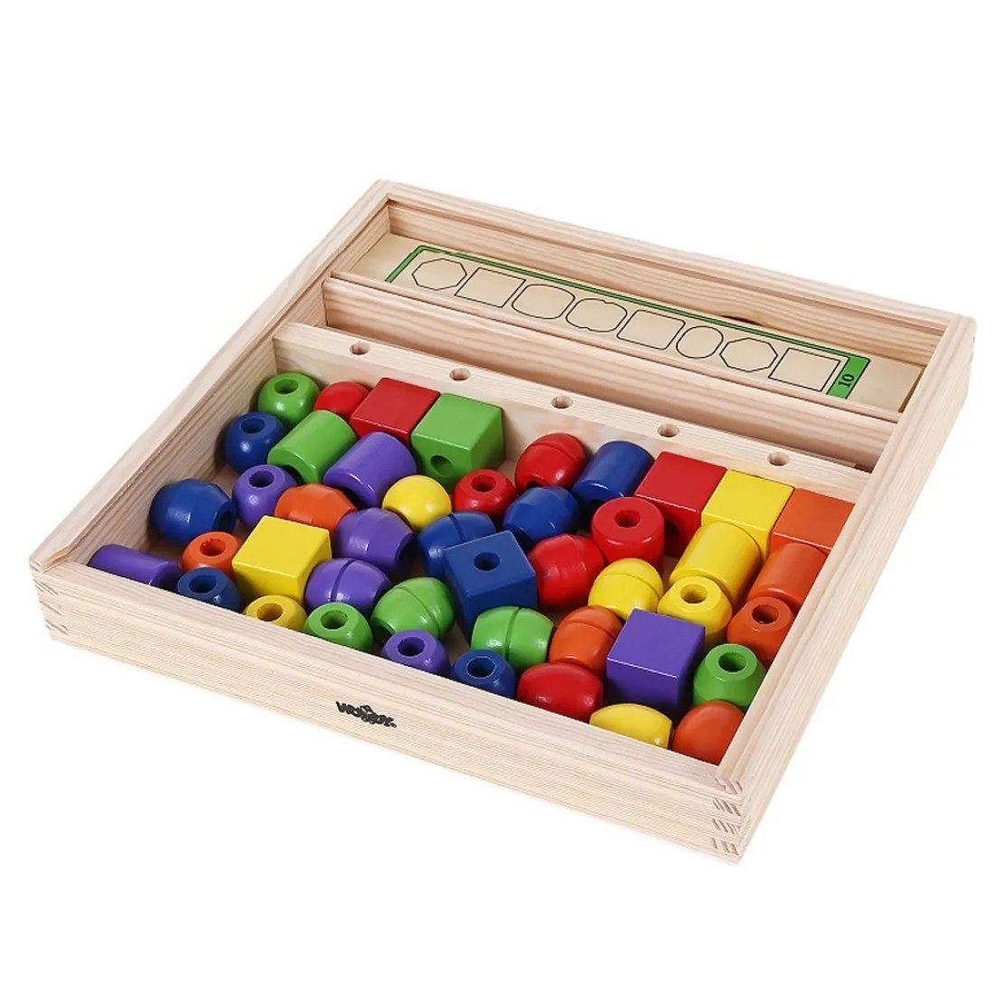 Joc educativ logic Woody - Forme și culori, 39 mărgele