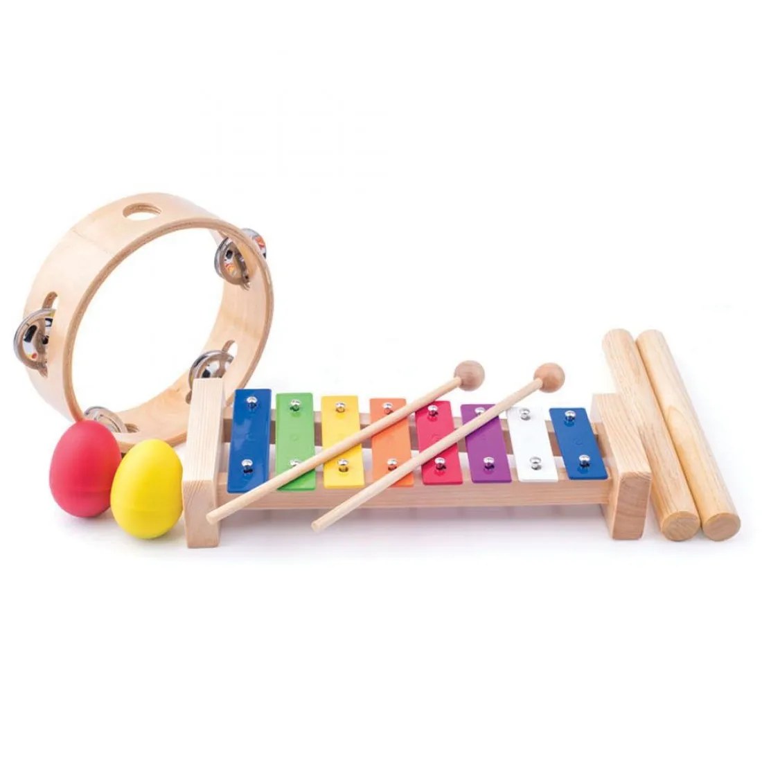 Set instrumente muzicale din lemn Woody, 8 piese