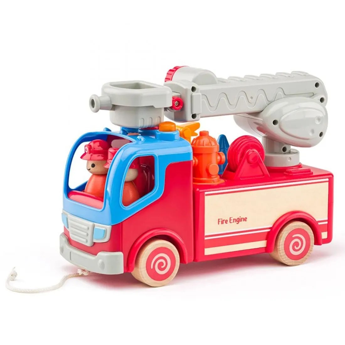 Camion de pompieri din lemn Woody - cu sunet și lumini