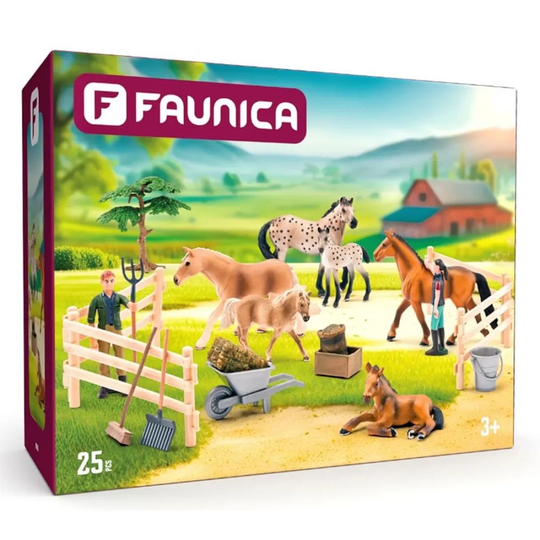 Set de joacă Woody/Faunica - Fermă de cai cu căluți și accesorii, 25 piese