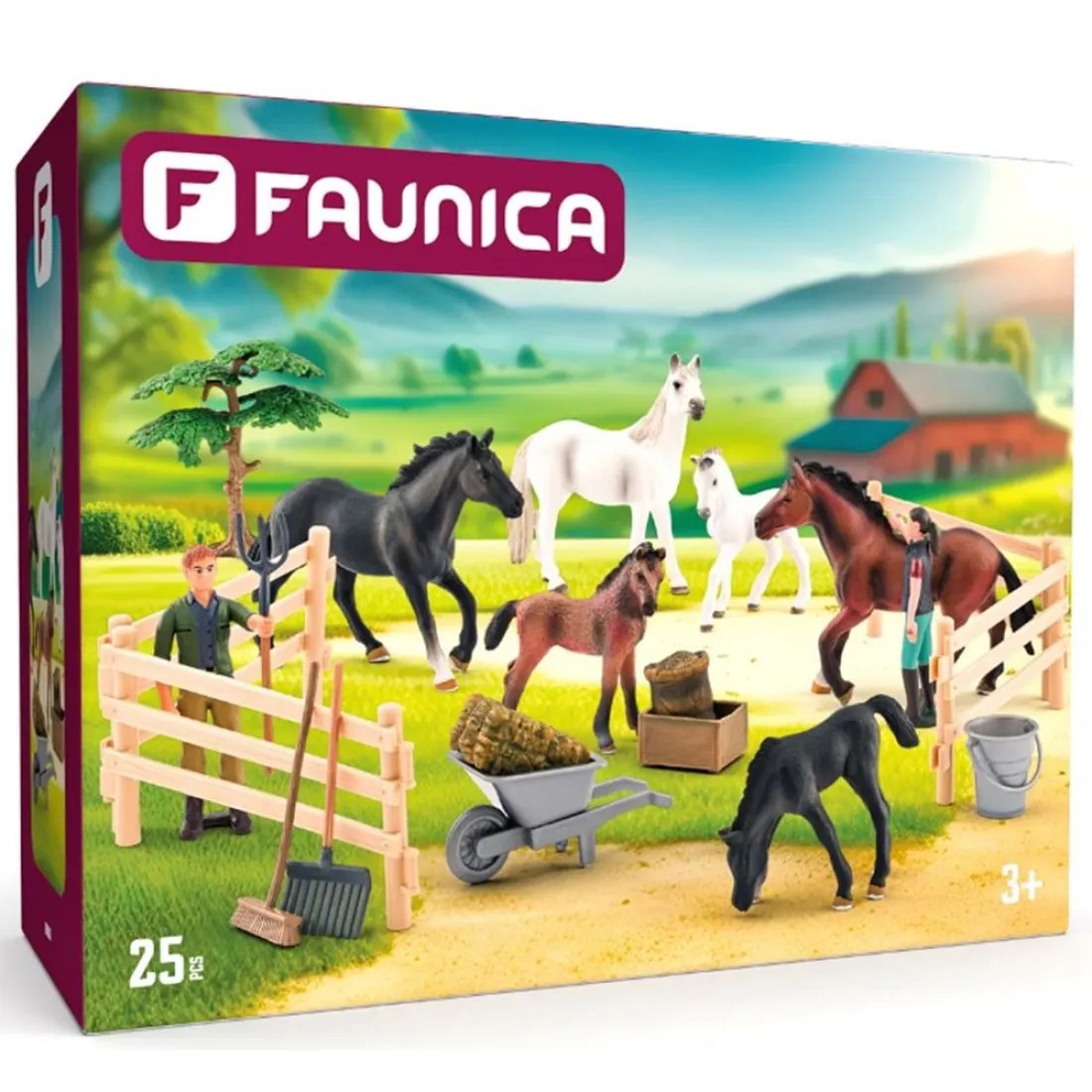 Set de joacă Woody/Faunica - Fermă de cai cu căluți și accesorii, 25 piese
