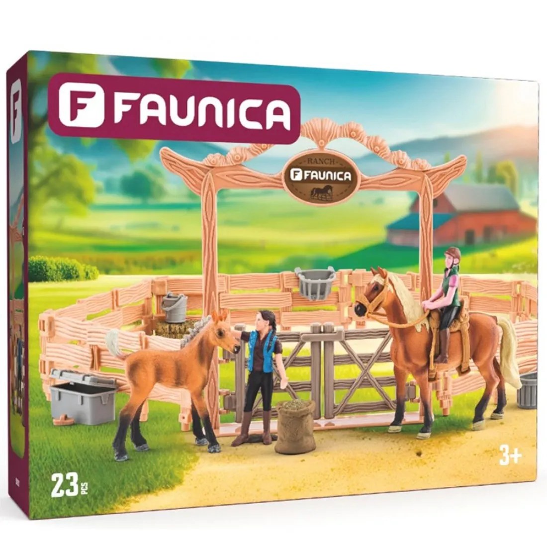 Set Școală de echitație Faunica - cu căluți, 24 piese