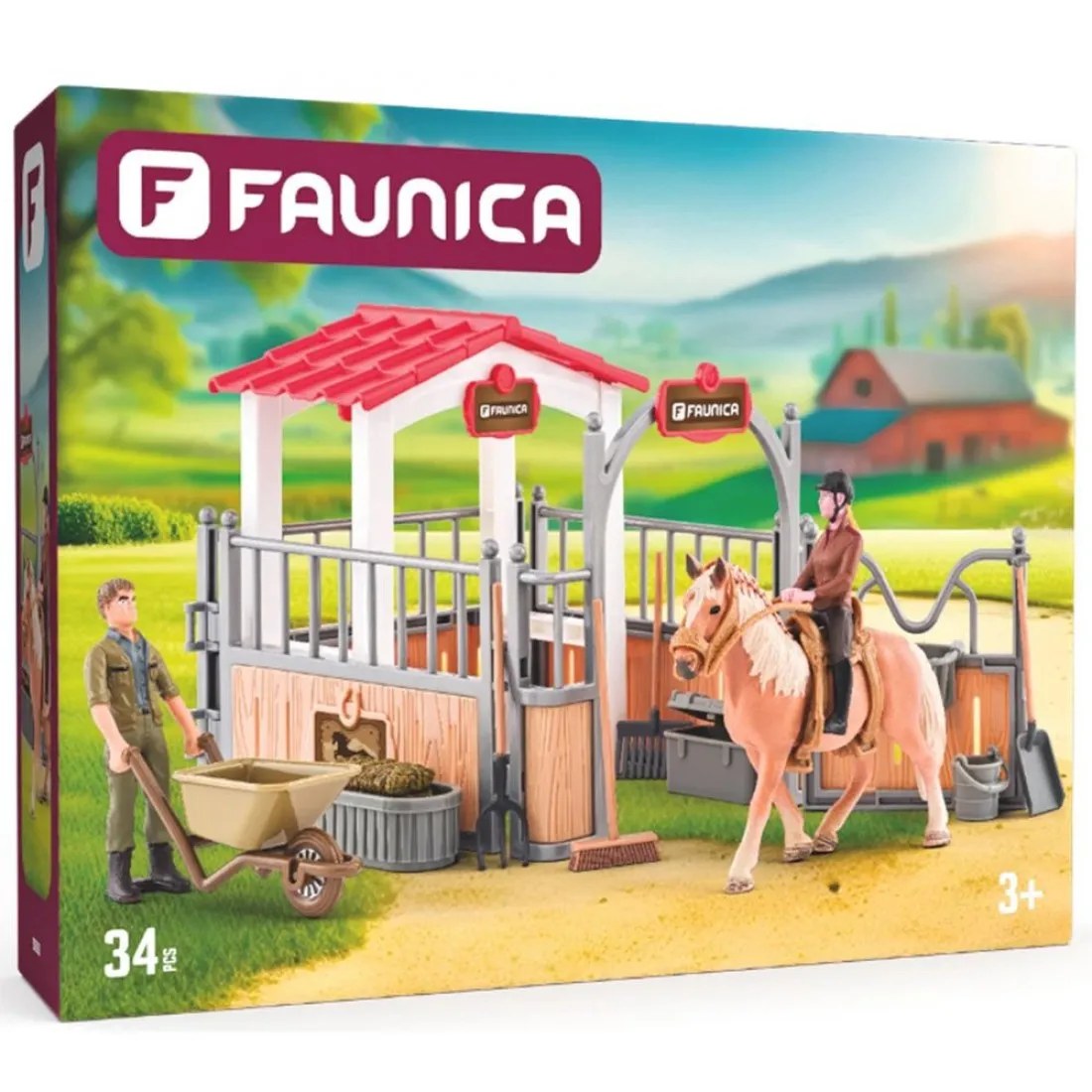Set de joacă Woody/Faunica - Mică grajd cu căluț și accesorii, 34 piese