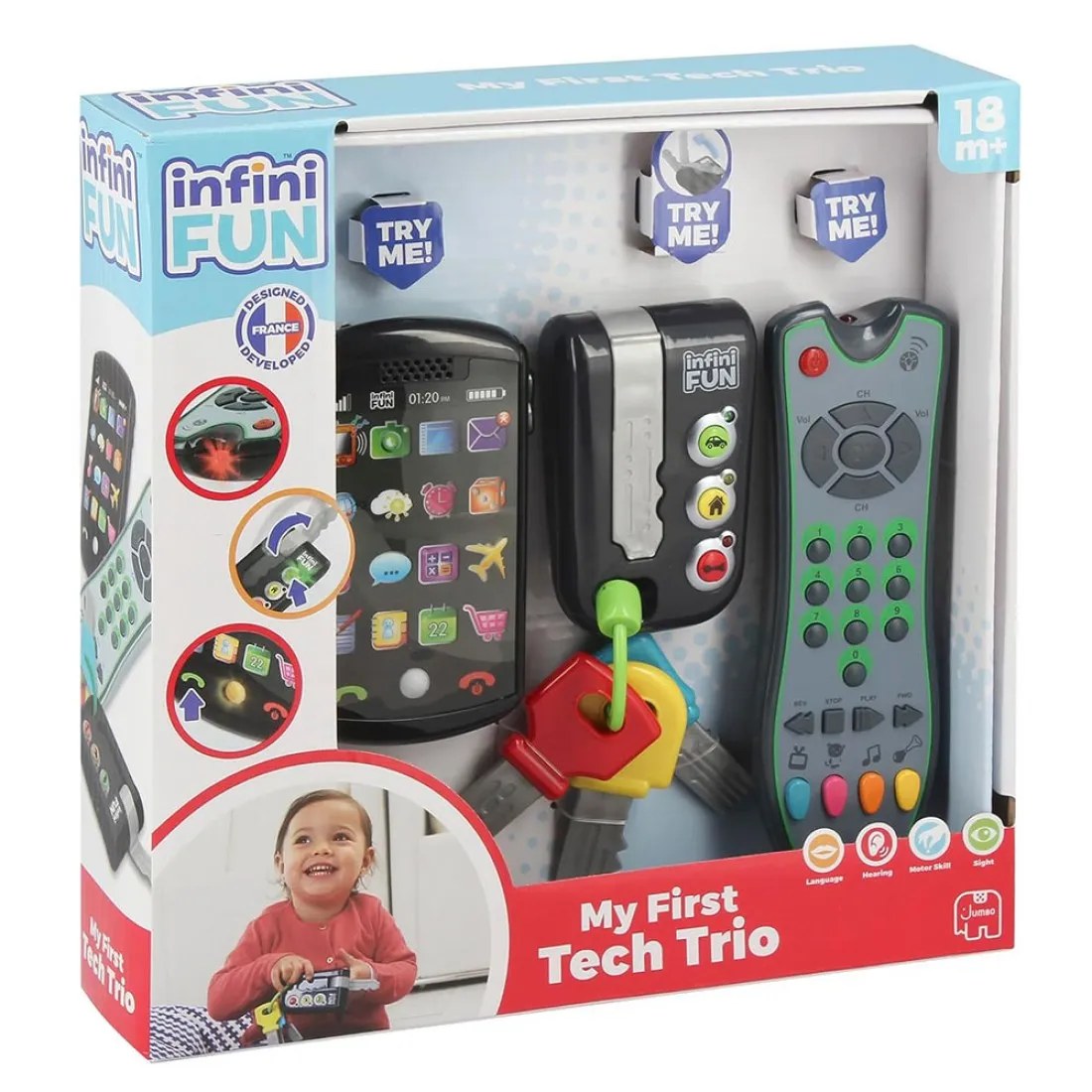 Set de jucării InfiniFUN - Smartphone, telecomandă mașină și TV, 3 în 1