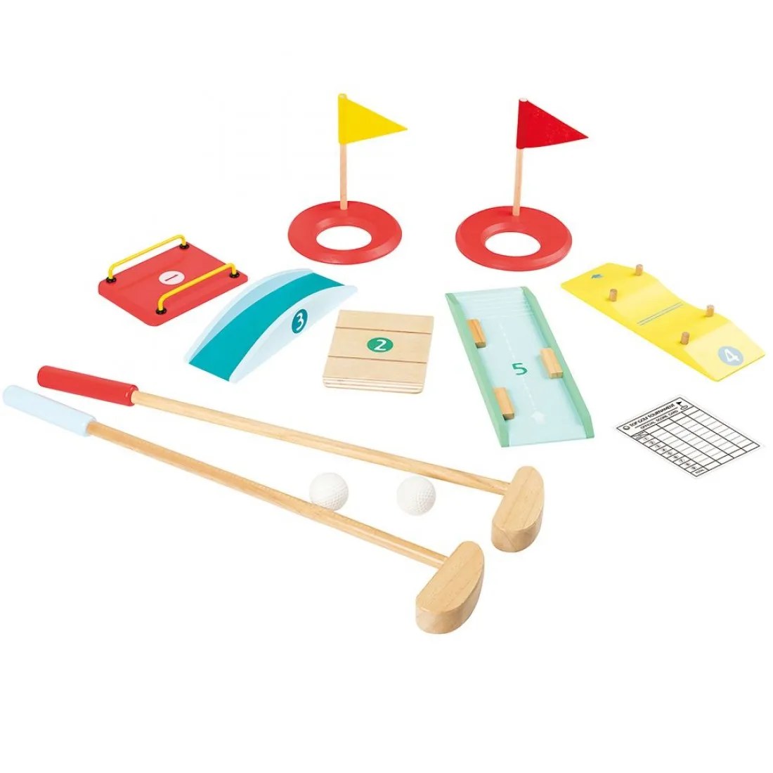 Joc de golf din lemn pentru copii Lelin, 15 piese