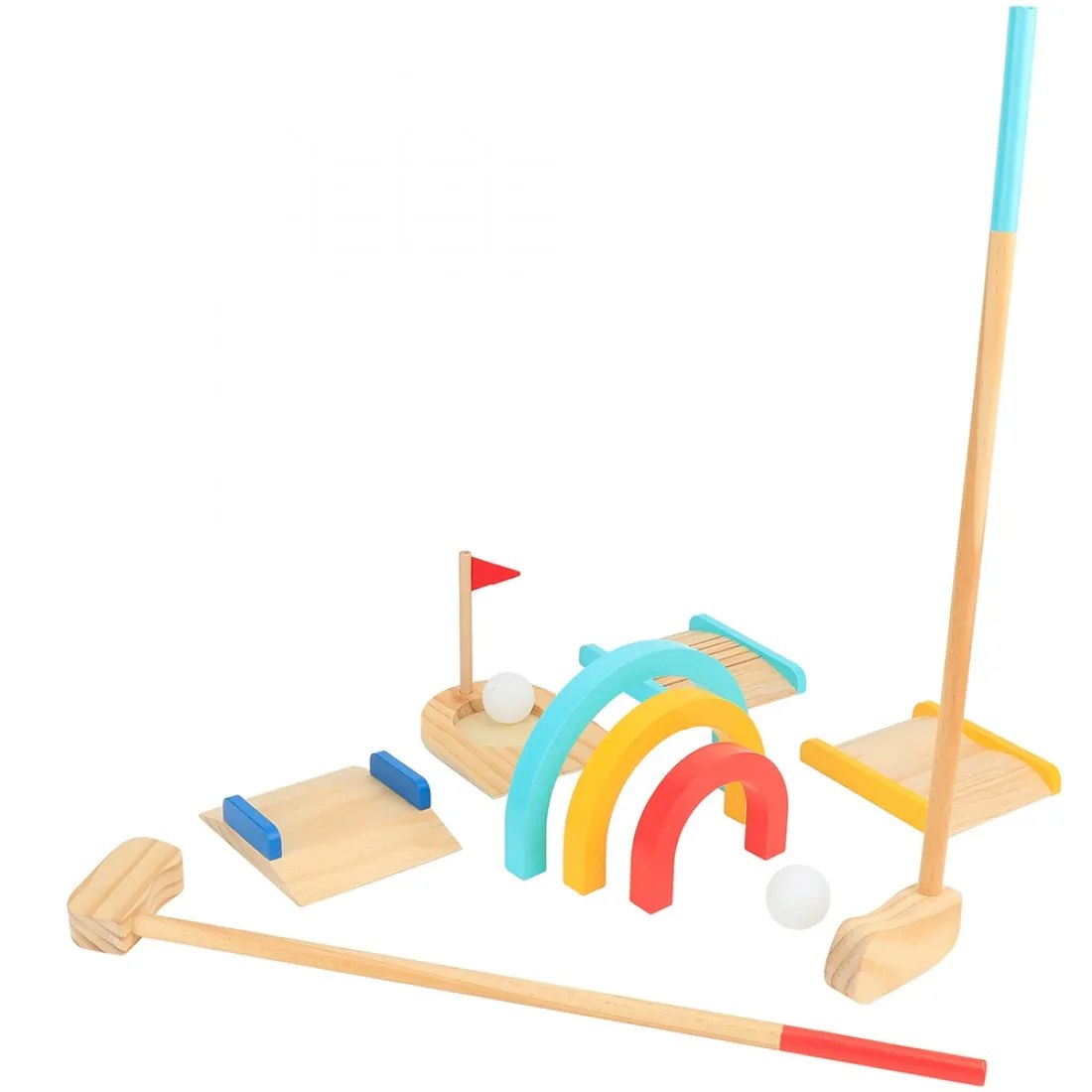 Joc de golf din lemn Tooky Toys, 13 piese
