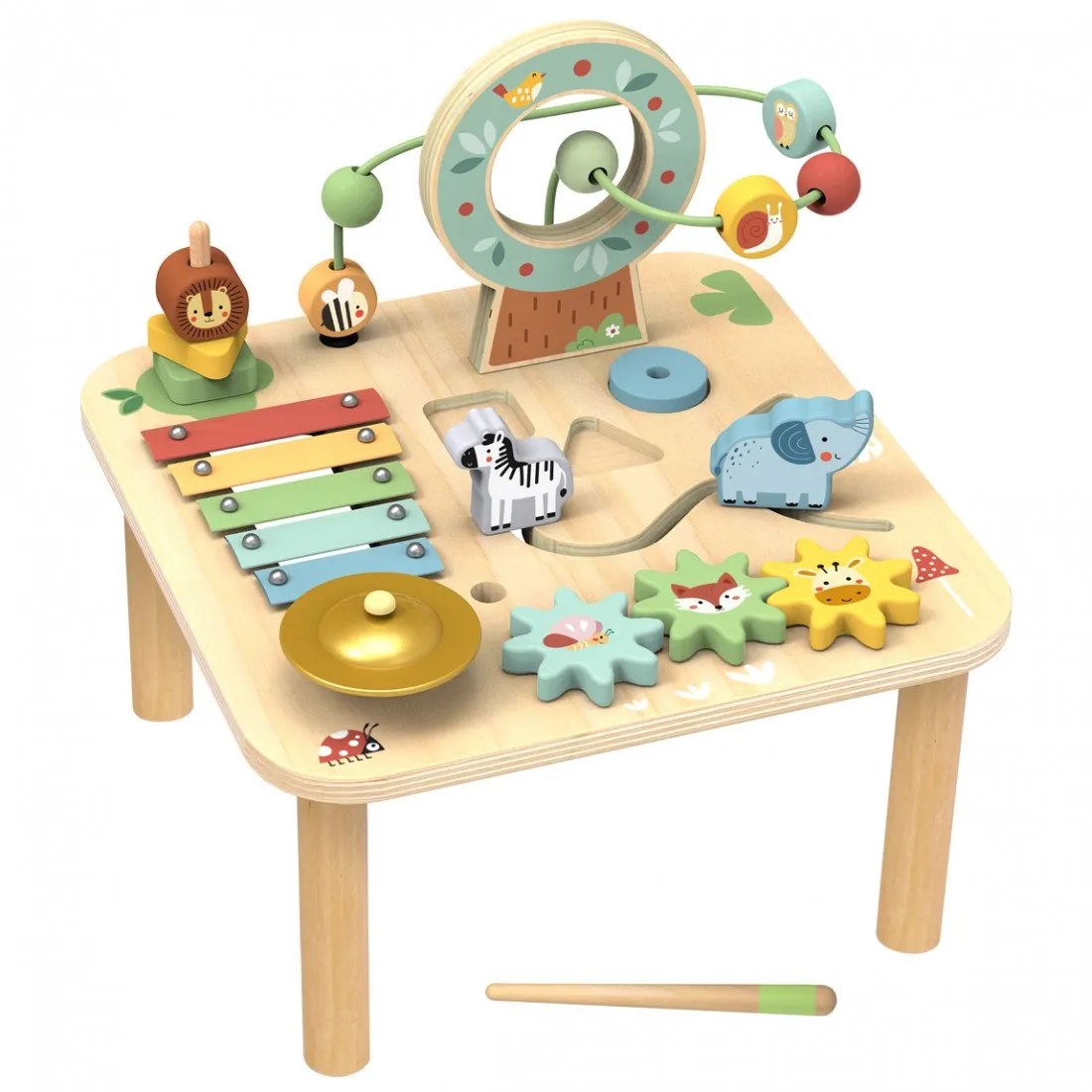 Masă activă din lemn Tooky Toys - Prietenii pădurii