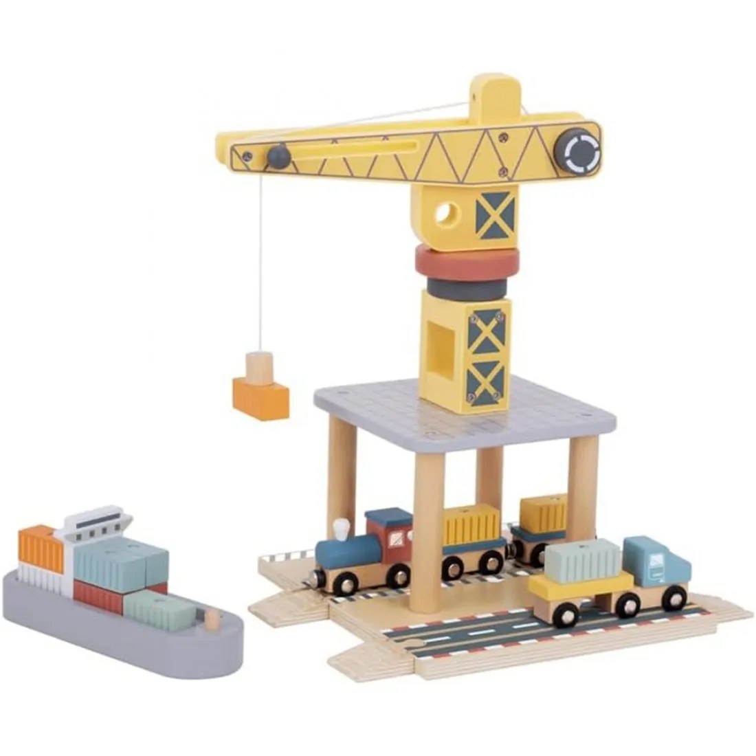 Macara portuară din lemn Tooky Toys