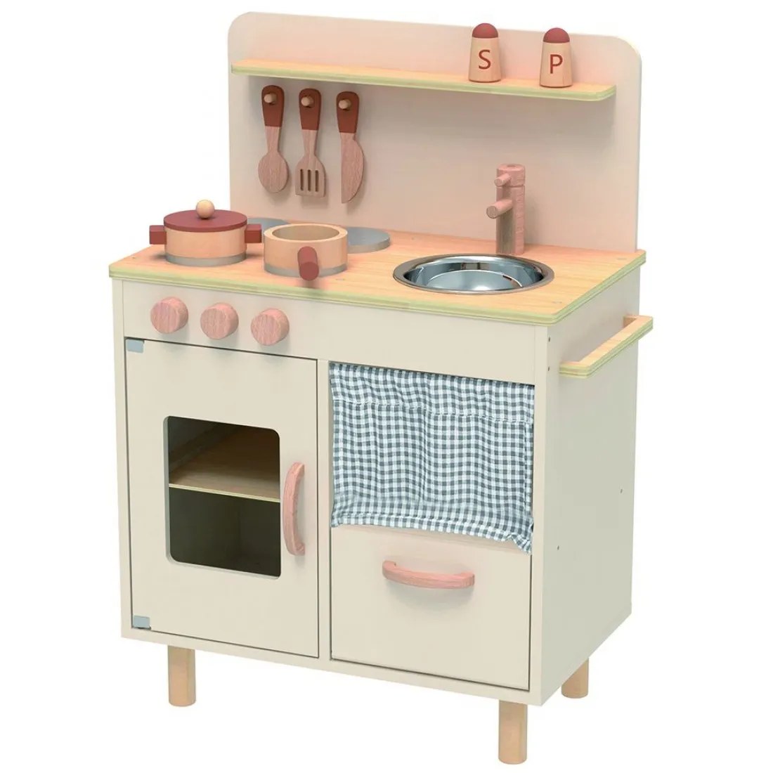 Bucătărie din lemn pentru copii Tooky Toys - Vintage, ecru