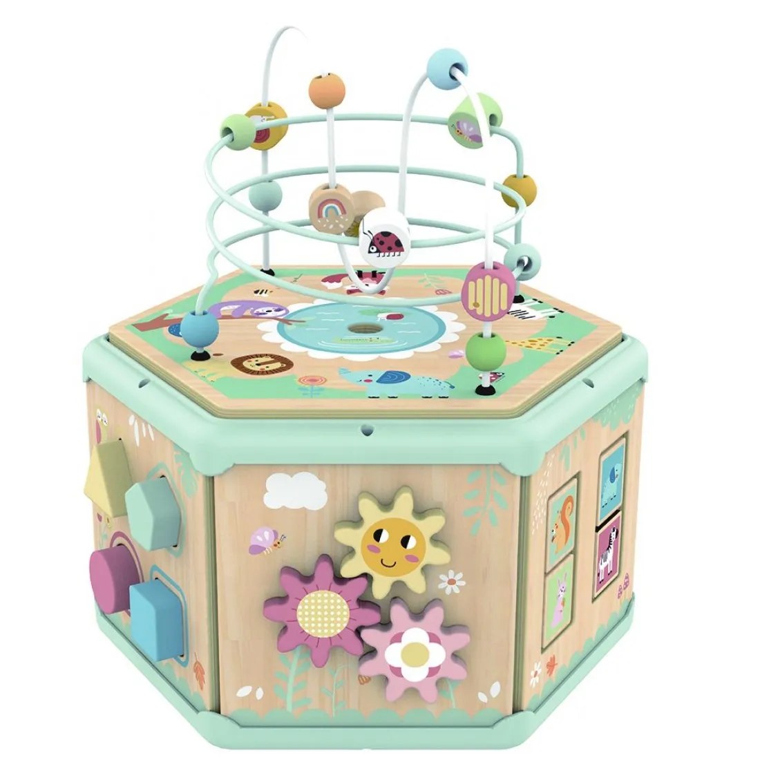 Cub activ din lemn Tooky Toys - 7 în 1