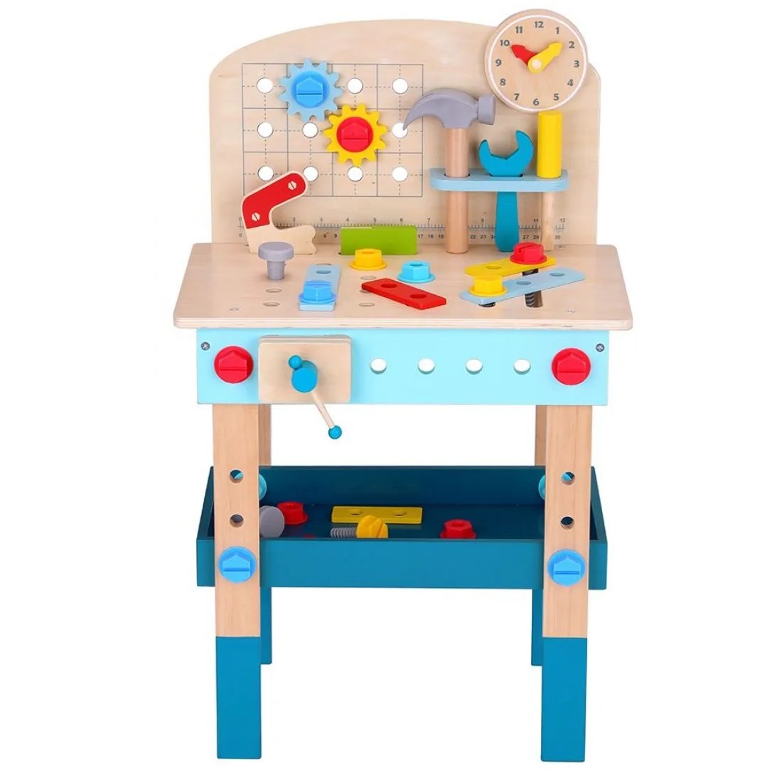 Atelier din lemn pentru copii Tooky Toys - Meșter ca tati, 45 piese